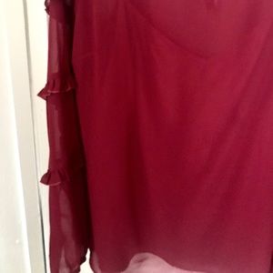 Maroon Long Sleeve Chiffon Top